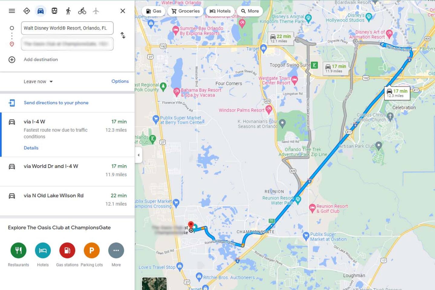 A quick easy drive to Disney World Orlando FL and you're off to start your day i